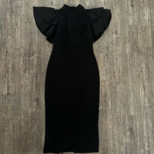 Elegant Black Midi Dress with a slit